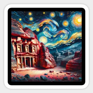 Petra Jordan Starry Night - Beautiful Iconic Places Sticker